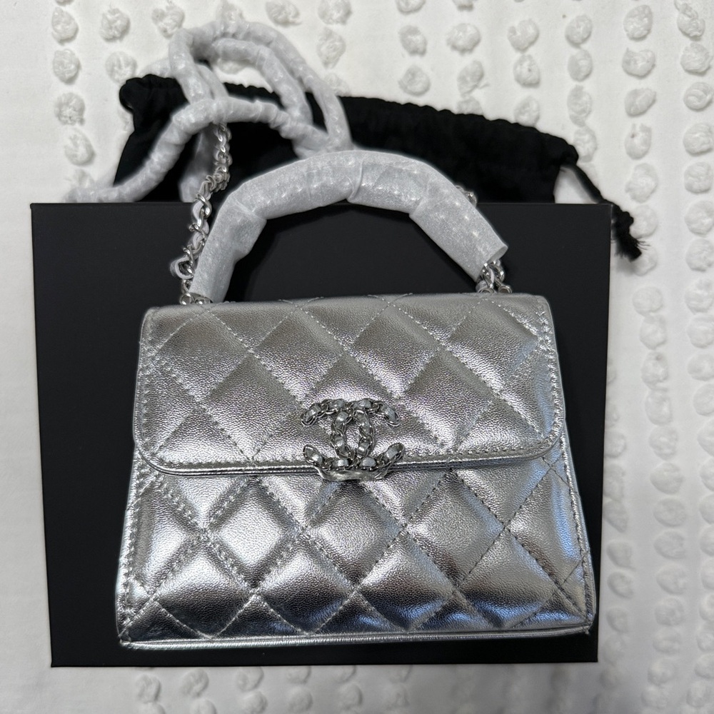 Chanel Quilted Mini Silver Bag